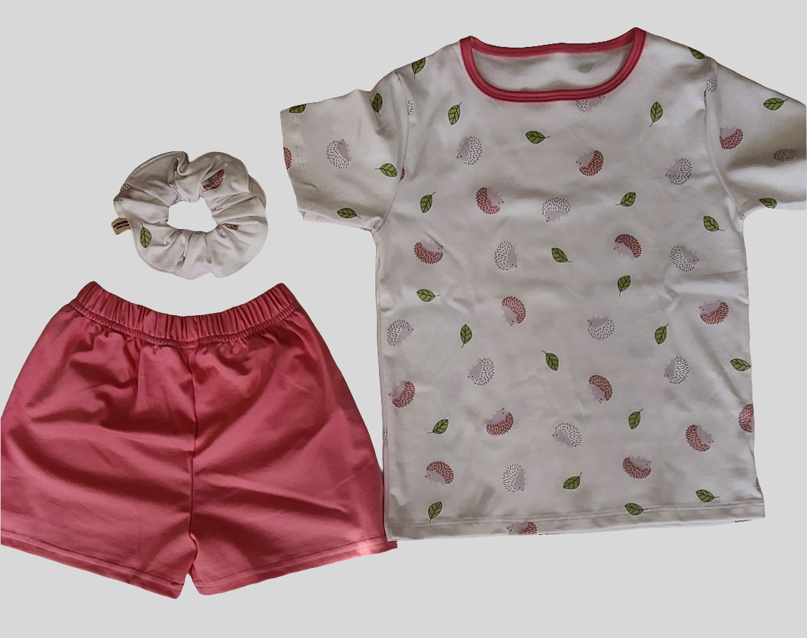 Girls Outfit – 100% Pima Cotton Set with Shorts and Scrunchie