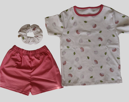 Girls Outfit – 100% Pima Cotton Set with Shorts and Scrunchie