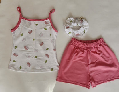 Girls Outfit – 100% Pima Cotton Set with Shorts and Scrunchie