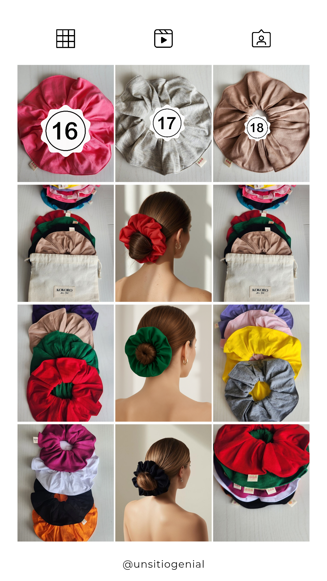 Scrunchies de tela jersey – Pack de 4 colores
