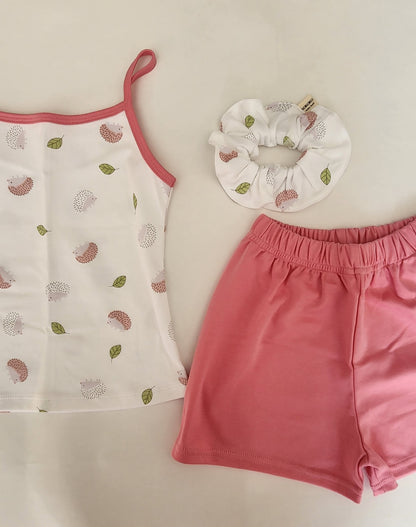 Girls Outfit – 100% Pima Cotton Set with Shorts and Scrunchie