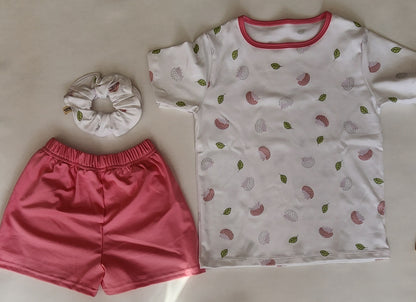 Girls Outfit – 100% Pima Cotton Set with Shorts and Scrunchie
