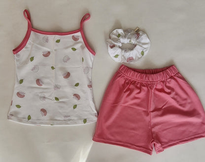 Girls Outfit – 100% Pima Cotton Set with Shorts and Scrunchie