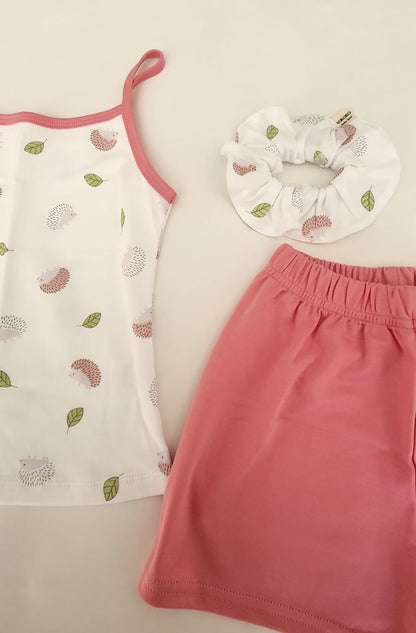Girls Outfit – 100% Pima Cotton Set with Shorts and Scrunchie