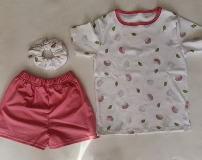 Girls Outfit – 100% Pima Cotton Set with Shorts and Scrunchie